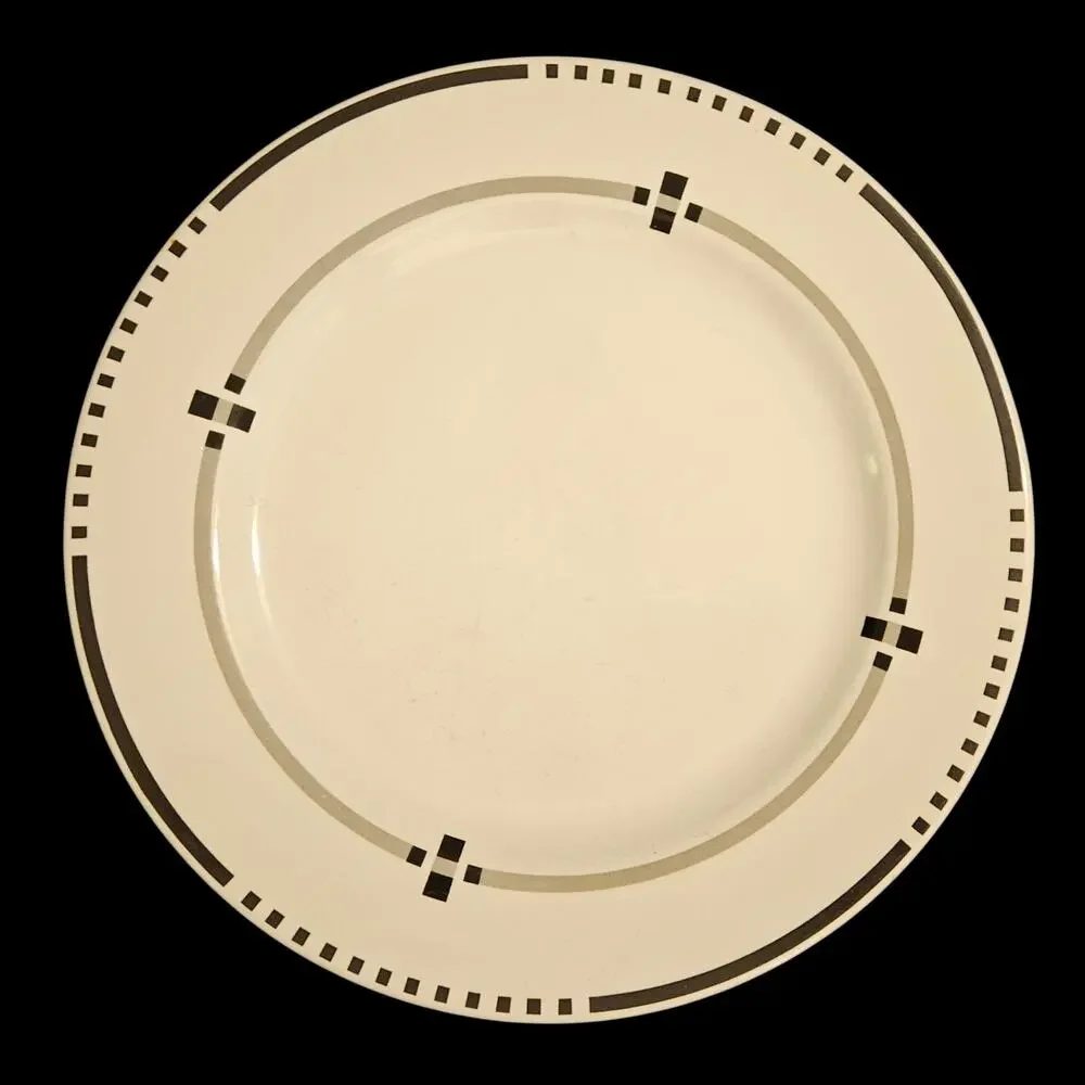 Vitromaster Top Hat Dinner Plates Set 2 Stoneware Black Geometric